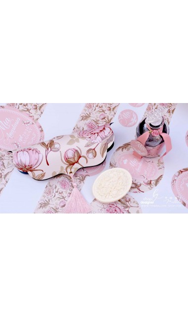 Trusou de botez cu bujori motive florale pe nuante elegante de roz si corai  8